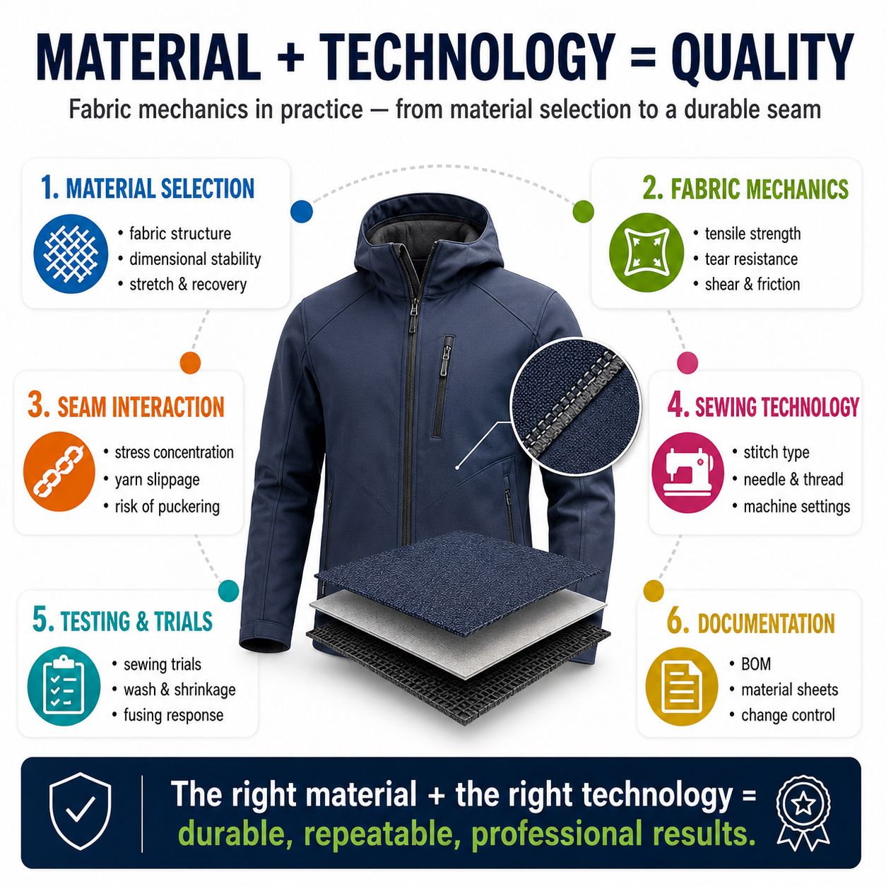 material + technology = quality