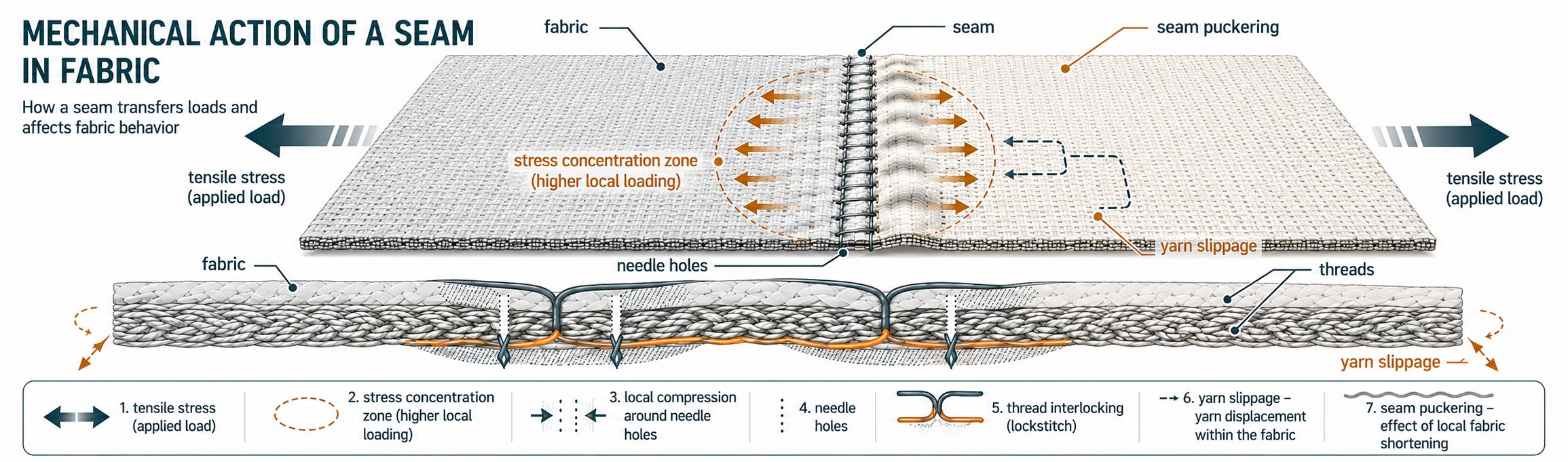 mechanical action of a seam